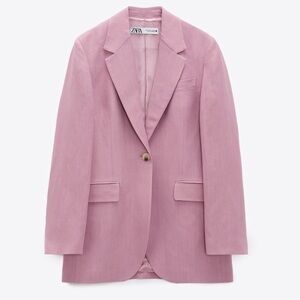 NWT Zara Linen Blend Limited Edition Straight Blazer Small